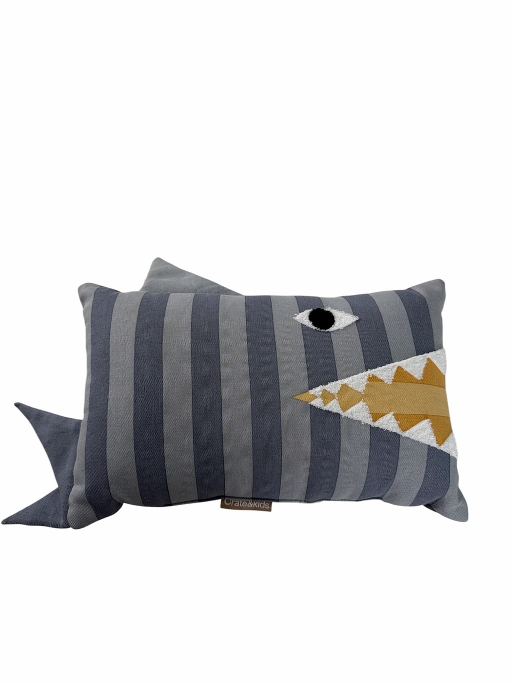 Shark Face Striped Embroidered Kids Throw Pillow